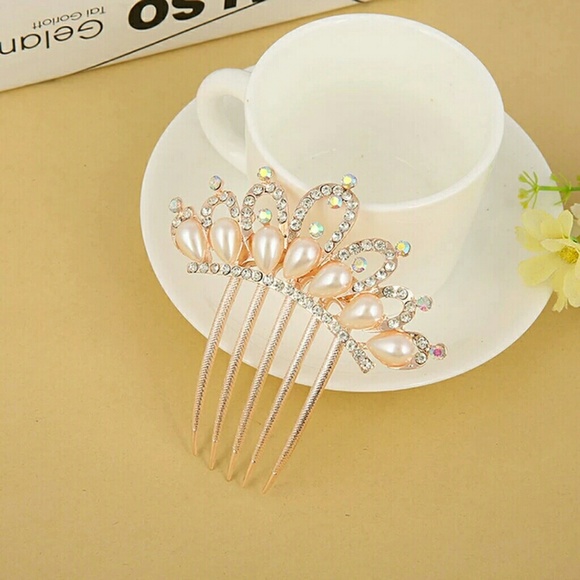 BRAND NEW FAUX PEARL & CRYSTAL COMB - Picture 3 of 3